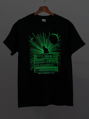 Cats on Synthesizers in Space - Glow In The Dark T-Shirt