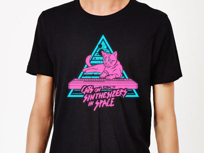 Cats On Synthesizers In Space - Neon T-Shirt