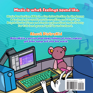 The blurb of DistroKid's Music Production ABCs book 