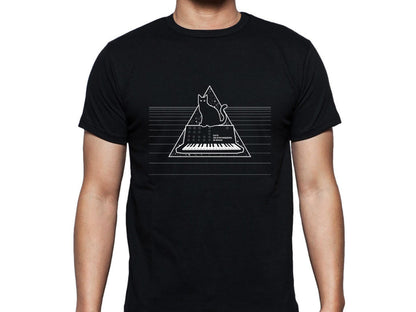 Cats On Synthesizers In Space - Black T-Shirt
